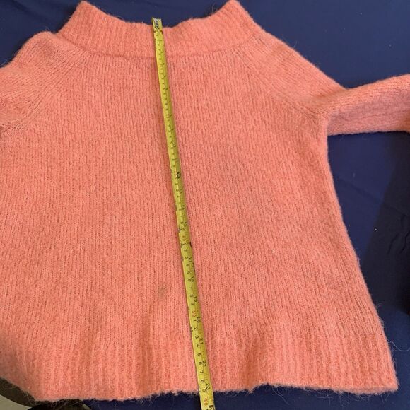 Anthropologie Moth Sweater Fuzzy Chunky Knit M Pink Mock Neck Wool Alpaca Preppy - Picture 7 of 8
